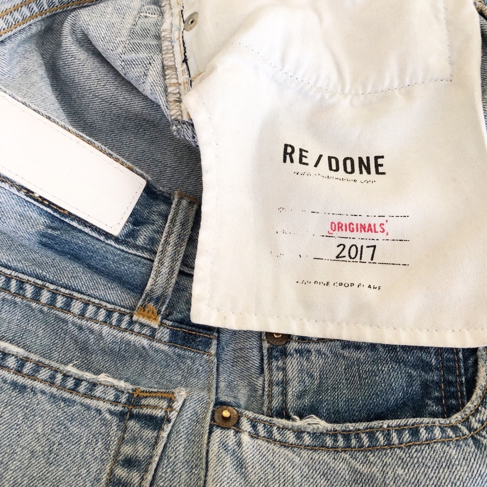 Re/done Originals High Rise Ankle Crop Flare Jeans - Picture 6 of 7